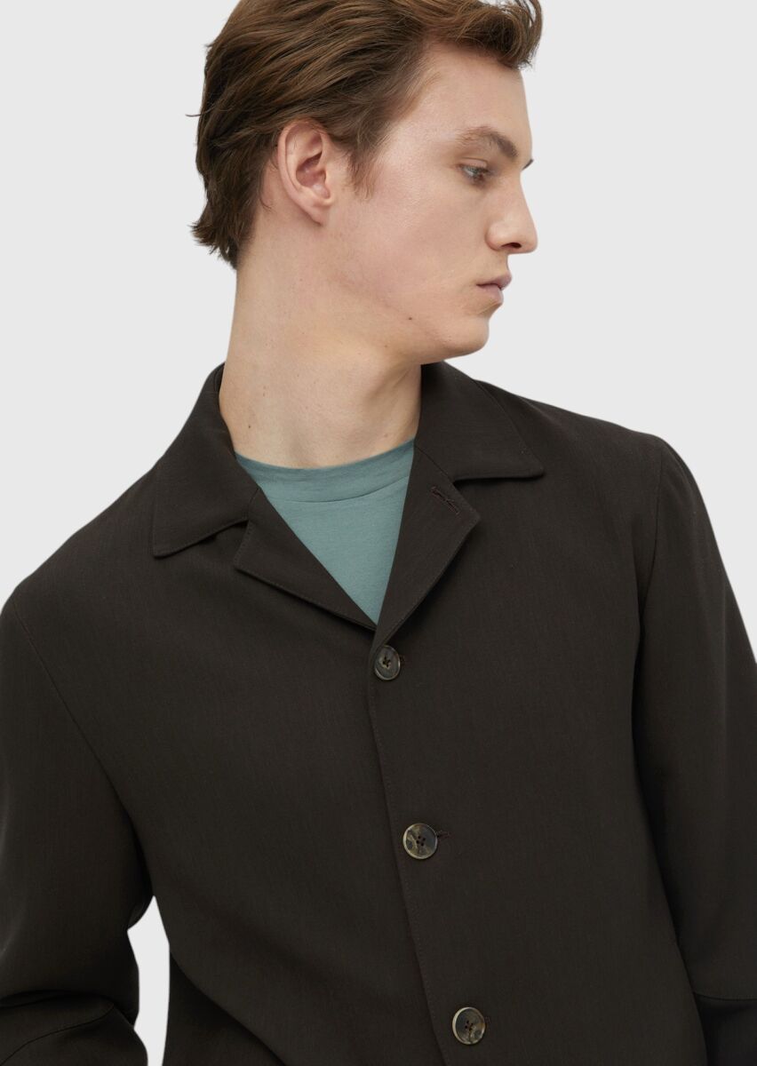 Koyu Kahve Düz Comfort Fit Yün Karışımlı Takım Elbise - 6