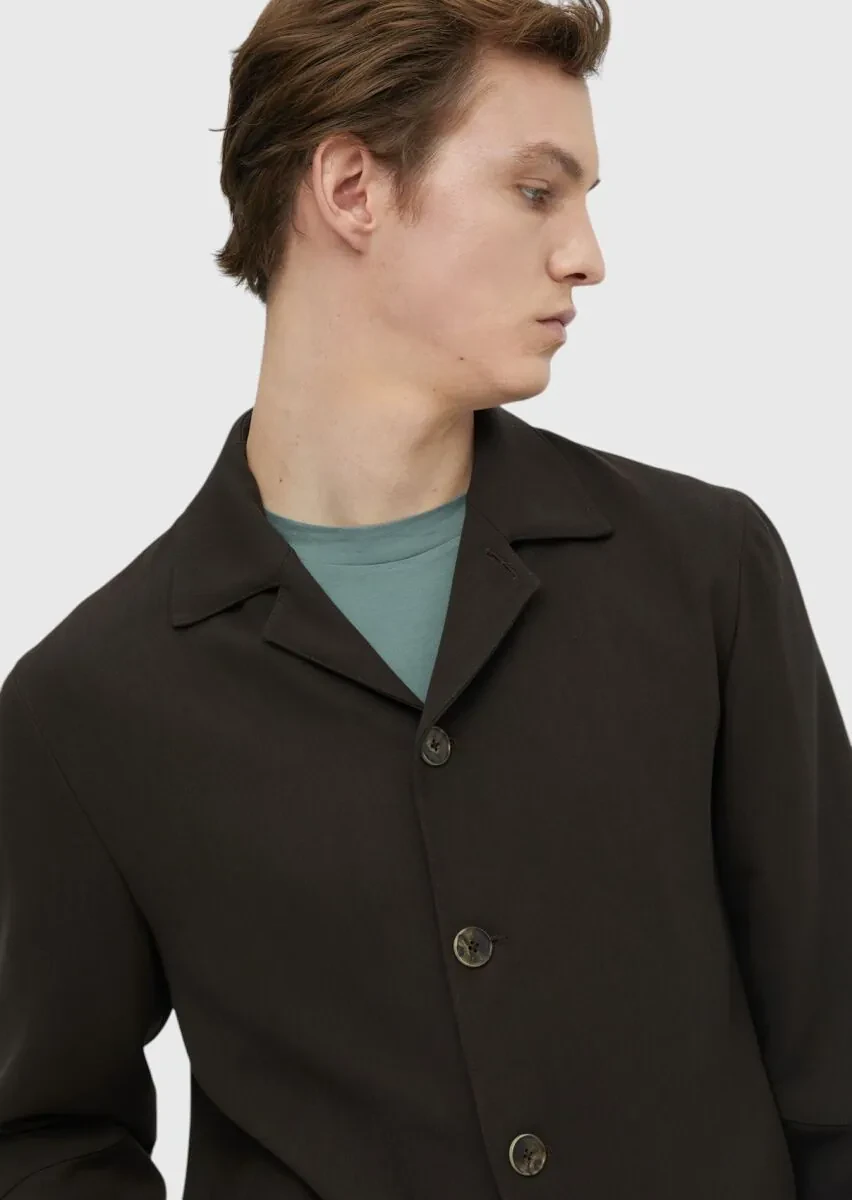 Koyu Kahve Düz Comfort Fit Yün Karışımlı Takım Elbise - 6