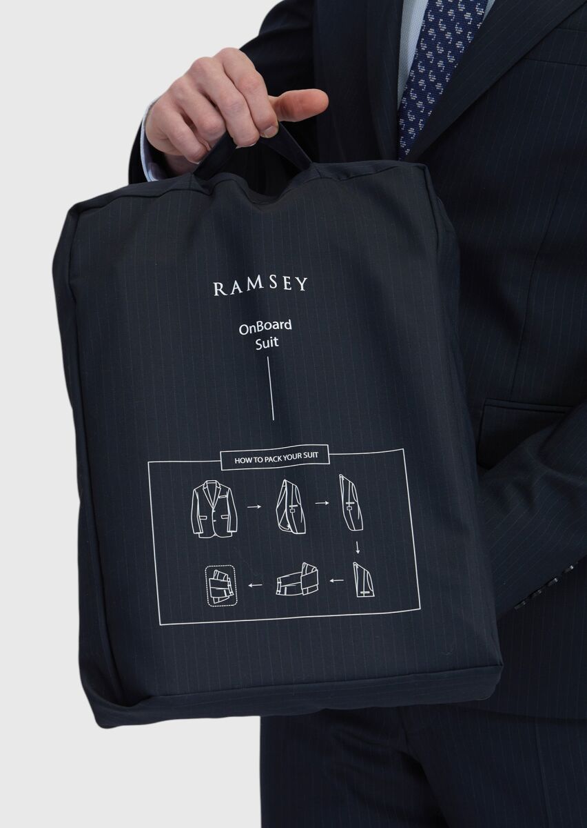 Koyu Lacivert Çizgili Modern Fit Yün Karışımlı Takım Elbise - 7