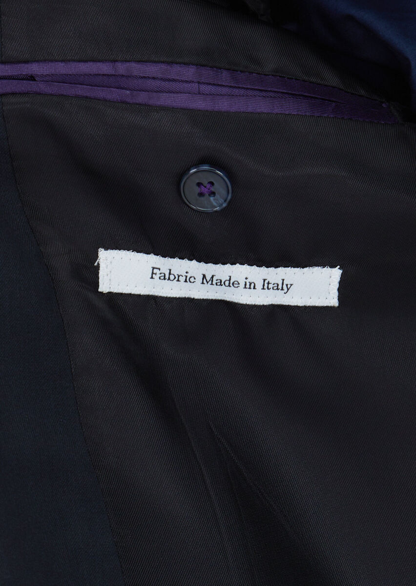 Koyu Lacivert Çizgili Zeroweight Slim Fit %100 Yün Takım Elbise - 4