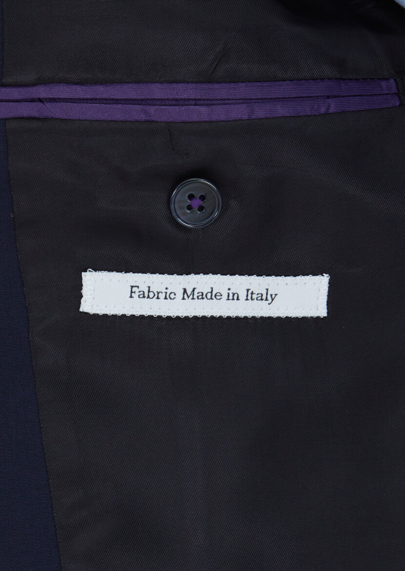 Koyu Lacivert Düz Zeroweight Slim Fit Yün Karışımlı Takım Elbise - 5