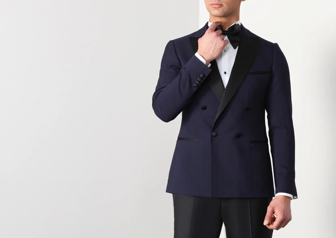 Koyu Lacivert Pamuk Karışımlı Smokin Ceket - 6