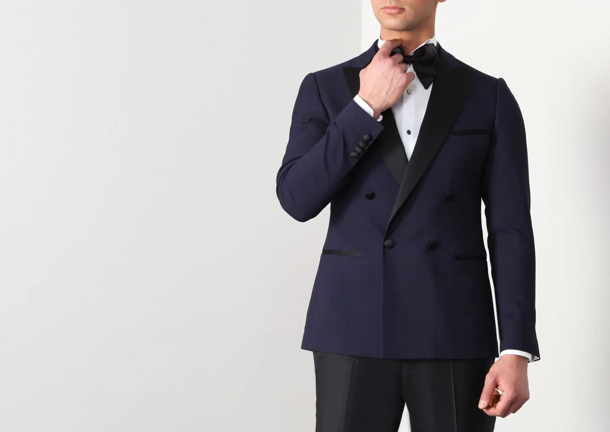 Koyu Lacivert Pamuk Karışımlı Smokin Ceket - 6