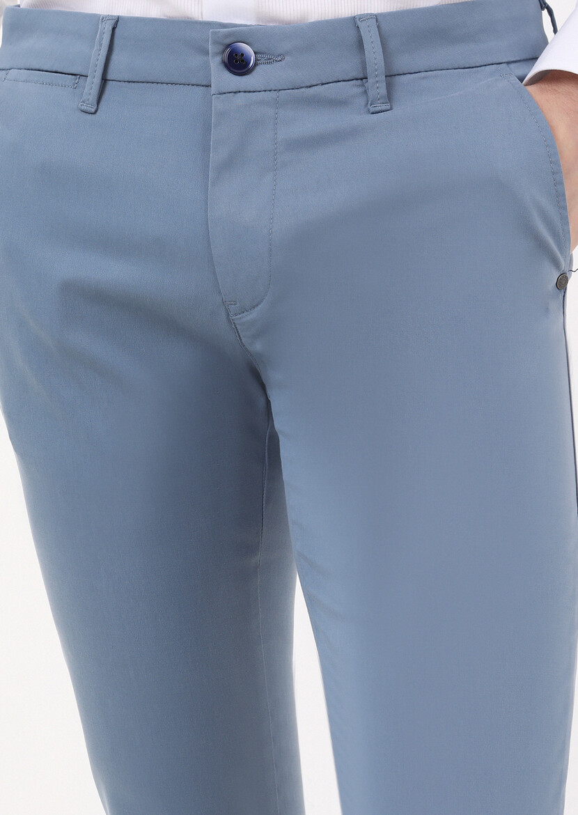 Koyu Mavi Düz Dokuma Regular Fit Casual Pantolon - 3