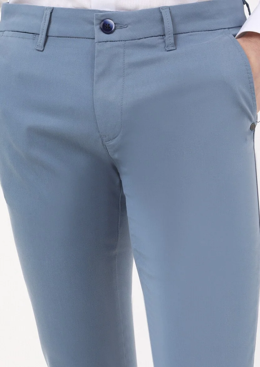 Koyu Mavi Düz Dokuma Regular Fit Casual Pantolon - 3