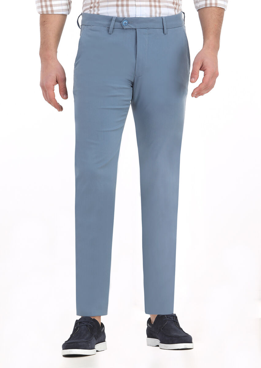 Koyu Mavi Düz Dokuma Slim Fit Casual Pantolon - 2