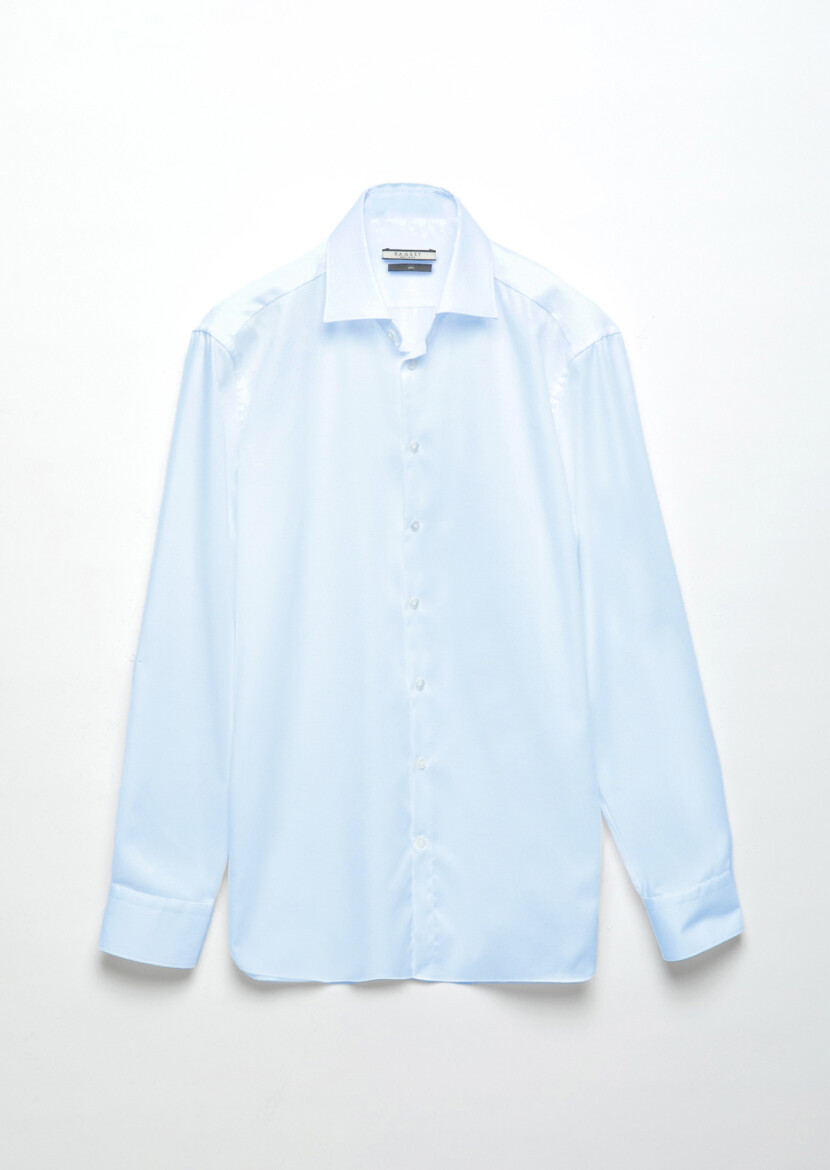 Koyu Mavi Düz Regular Fit Uzun Dokuma Klasik %100 Pamuk Gömlek - 7