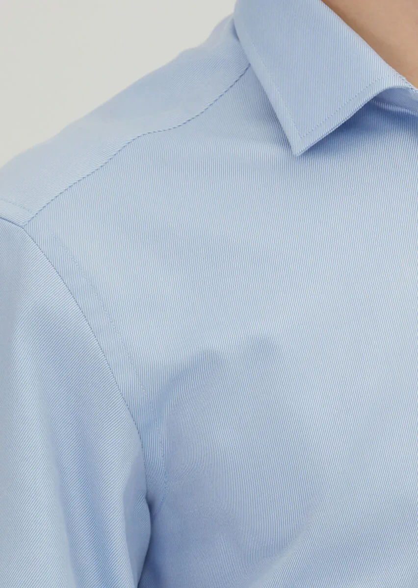 Koyu Mavi Regular Fit Dokuma Klasik %100 Pamuk Gömlek - 3