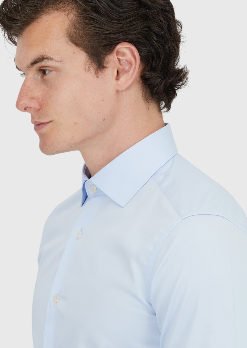 Koyu Mavi Slim Fit Dokuma Klasik %100 Pamuk Gömlek - 3