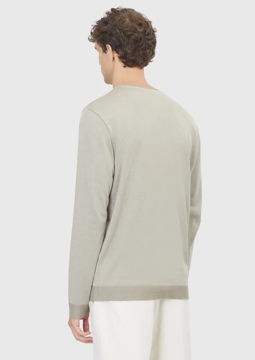 Kum Bisiklet Yaka Düz Sweatshırt - 5