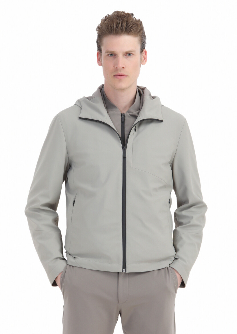 Kum Comfort Fit Kapüşonlu Spor Dokuma Mont - 1