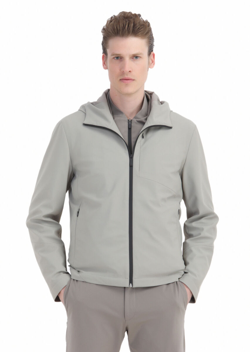 Kum Comfort Fit Kapüşonlu Spor Dokuma Mont - 1