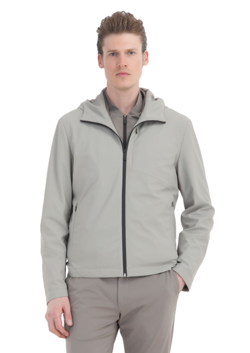 Kum Comfort Fit Kapüşonlu Spor Dokuma Mont - 4