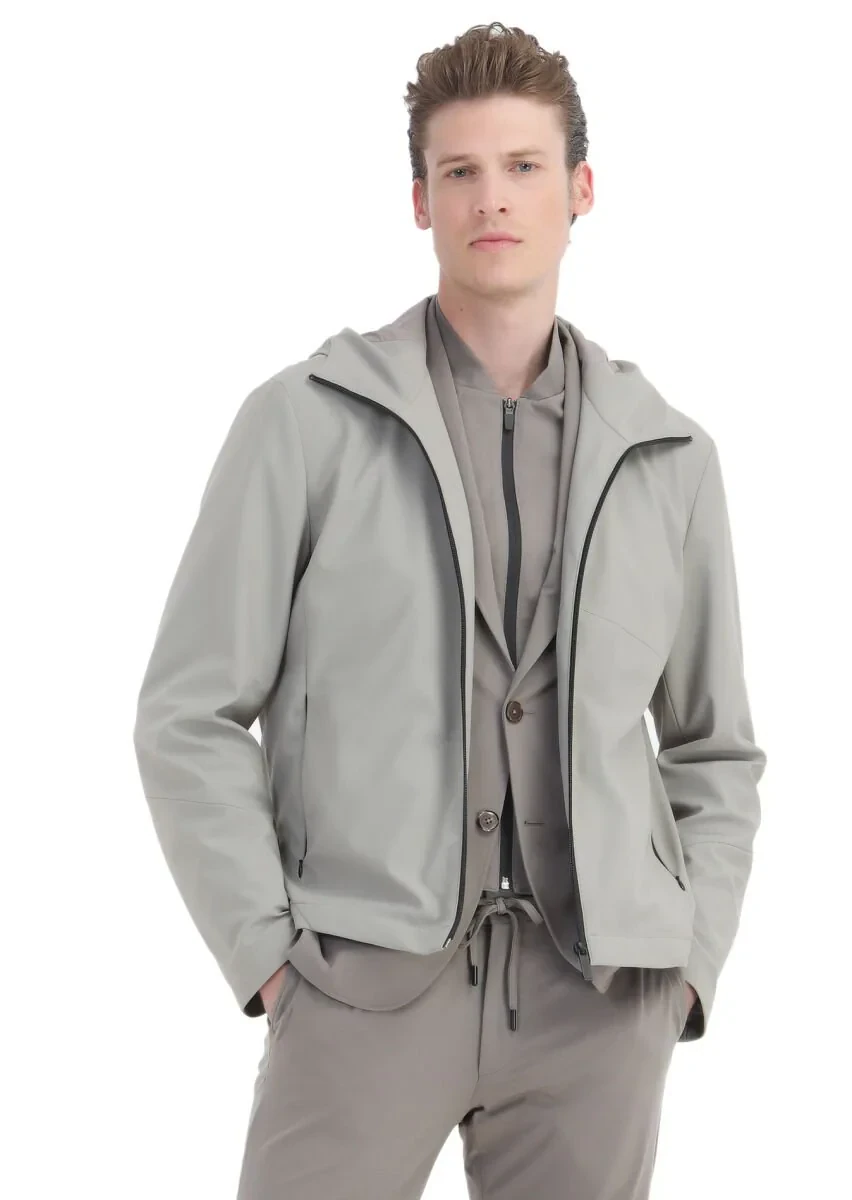 Kum Comfort Fit Kapüşonlu Spor Dokuma Mont - 3