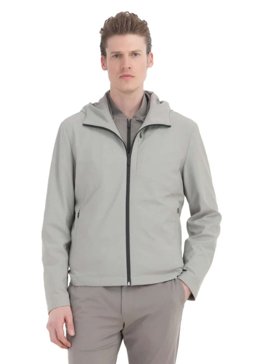 Kum Comfort Fit Kapüşonlu Spor Dokuma Mont - 4