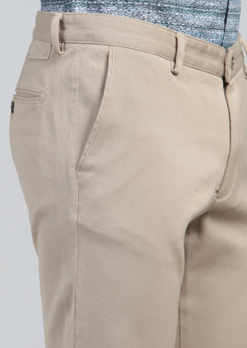Kum Düz Dokuma Regular Fit Casual %100 Pamuk Pantolon - 4
