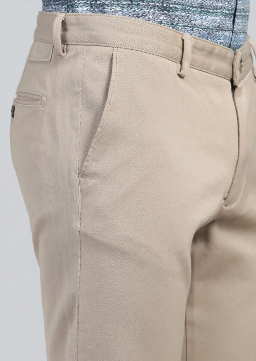 Kum Düz Dokuma Regular Fit Casual %100 Pamuk Pantolon - 4