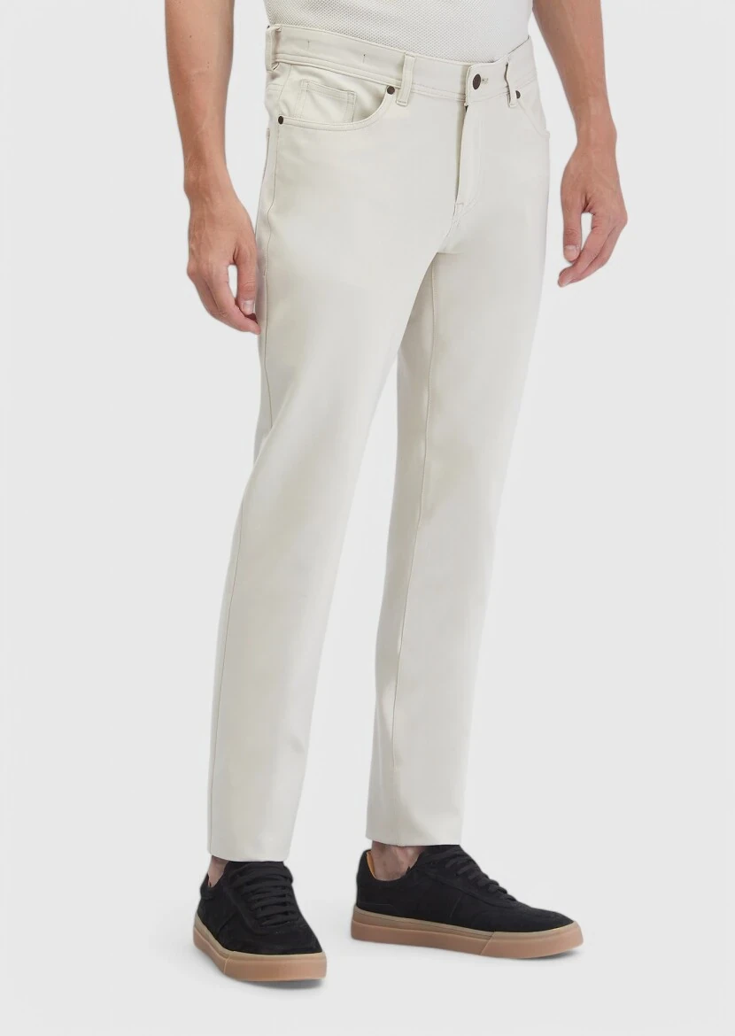 Kum Düz Örme Slim Fit Casual Pantolon 