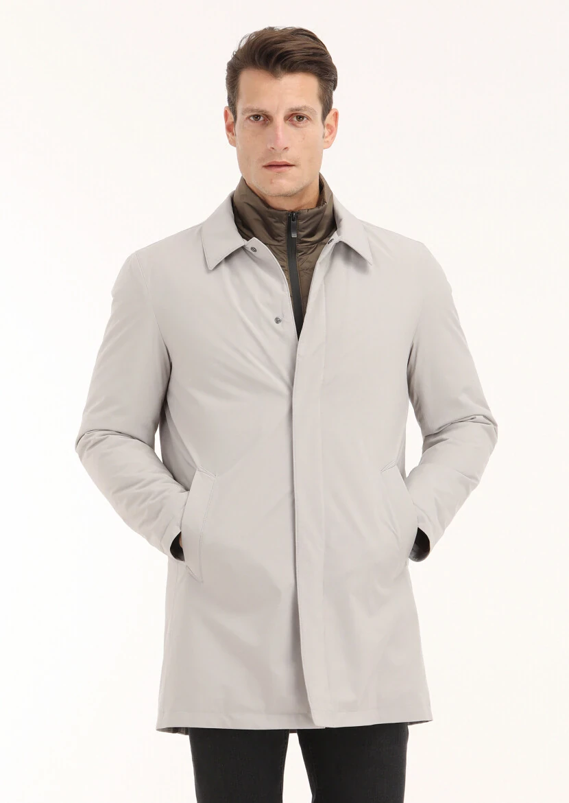 Kum Regular Fit Gömlek Yaka Casual Dokuma Pardesü - 2