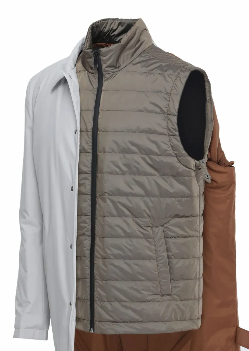 Kum Regular Fit Gömlek Yaka Casual Dokuma Pardesü - 7