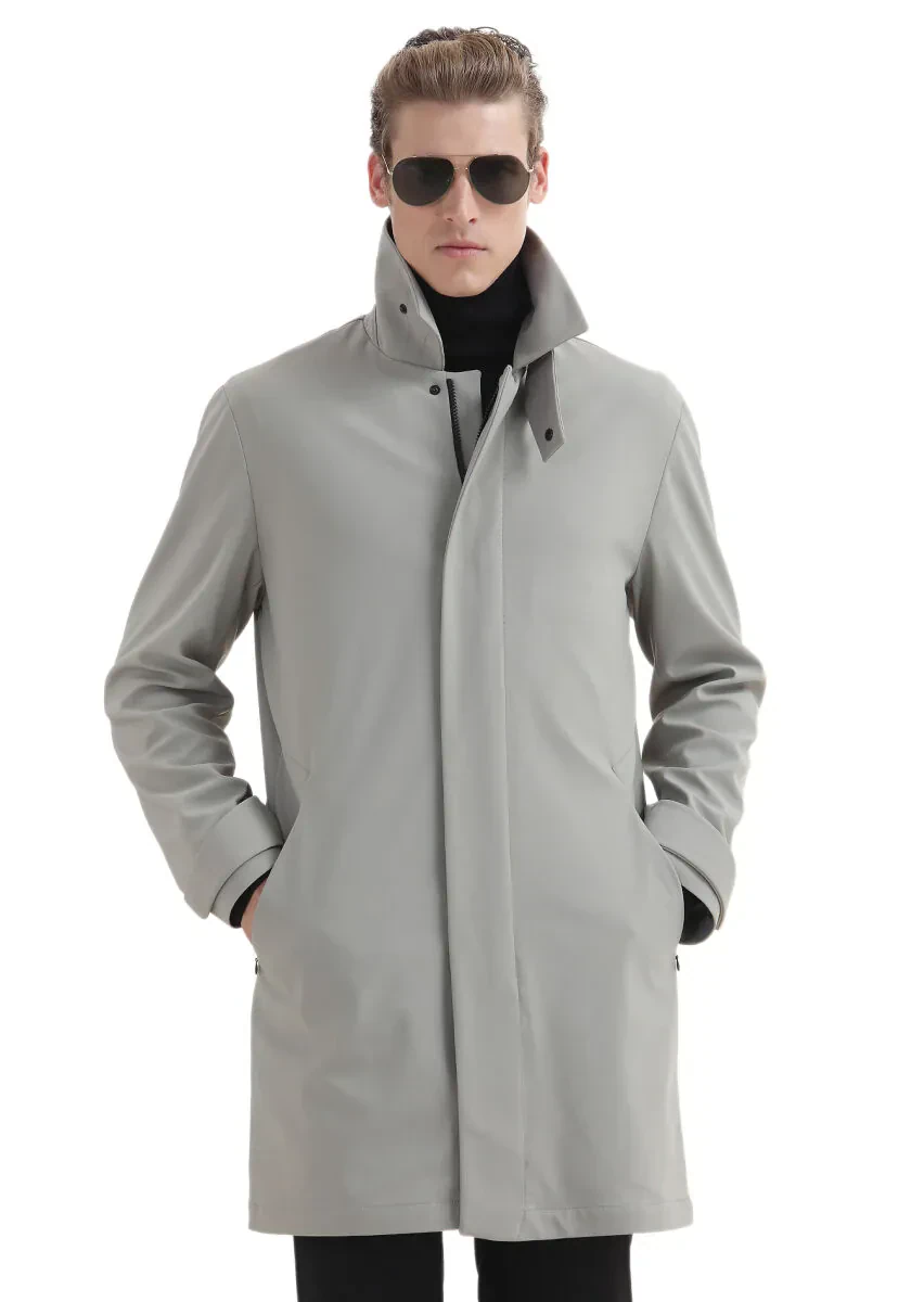 Kum Regular Fit Gömlek Yaka Casual Dokuma Pardesü - 1