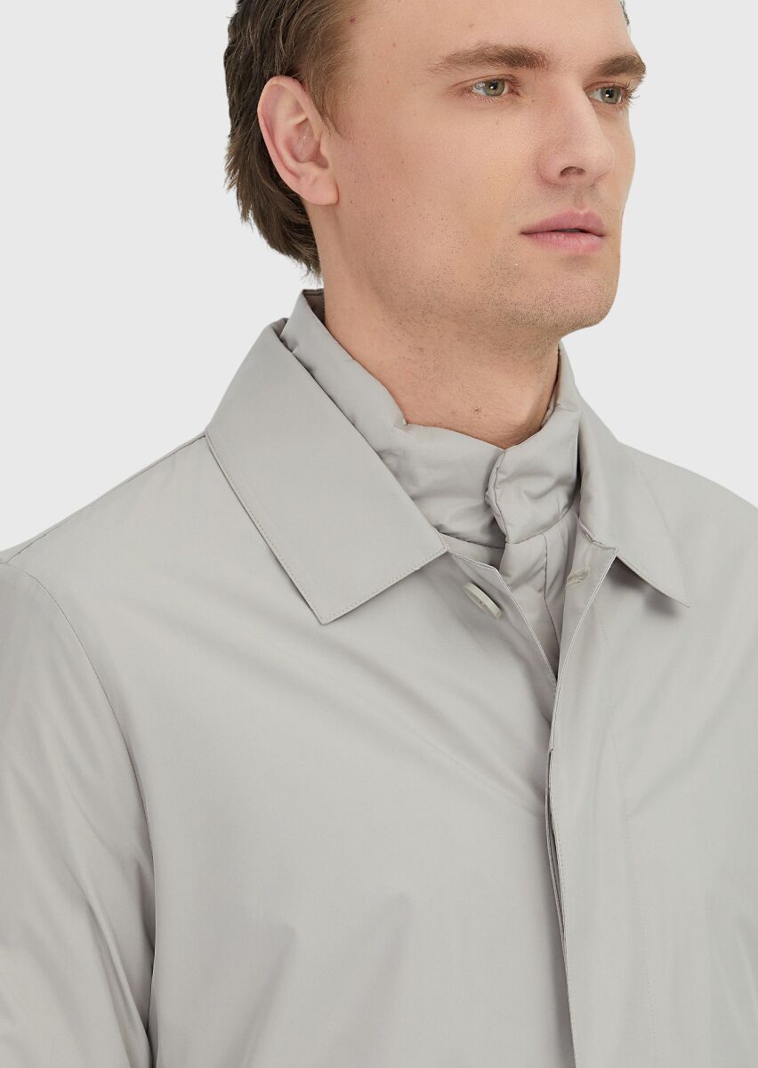 Kum Regular Fit Gömlek Yaka Casual Dokuma Pardesü - 4