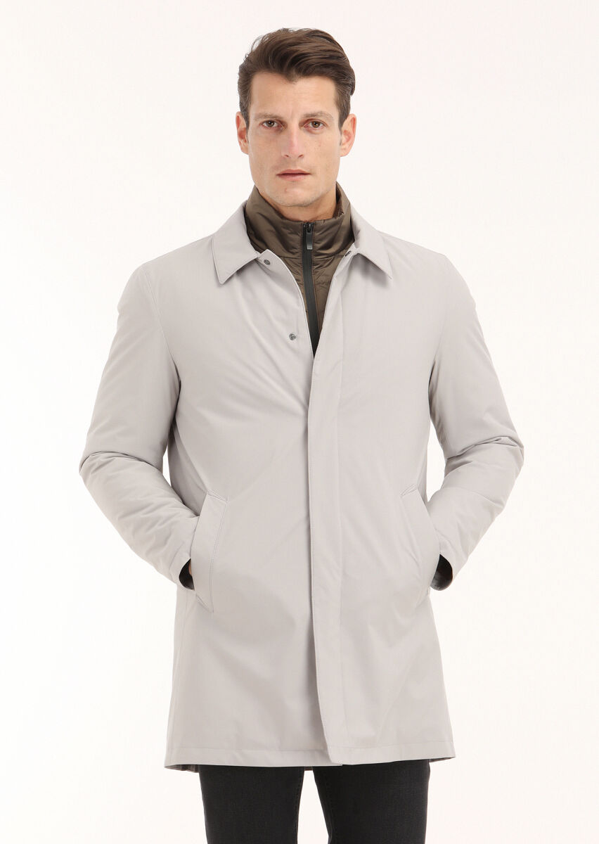 Kum Regular Fit Gömlek Yaka Casual Dokuma Pardösü - 2
