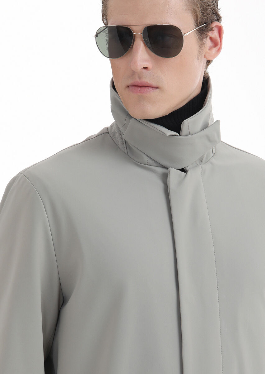 Kum Regular Fit Gömlek Yaka Casual Dokuma Pardösü - 4