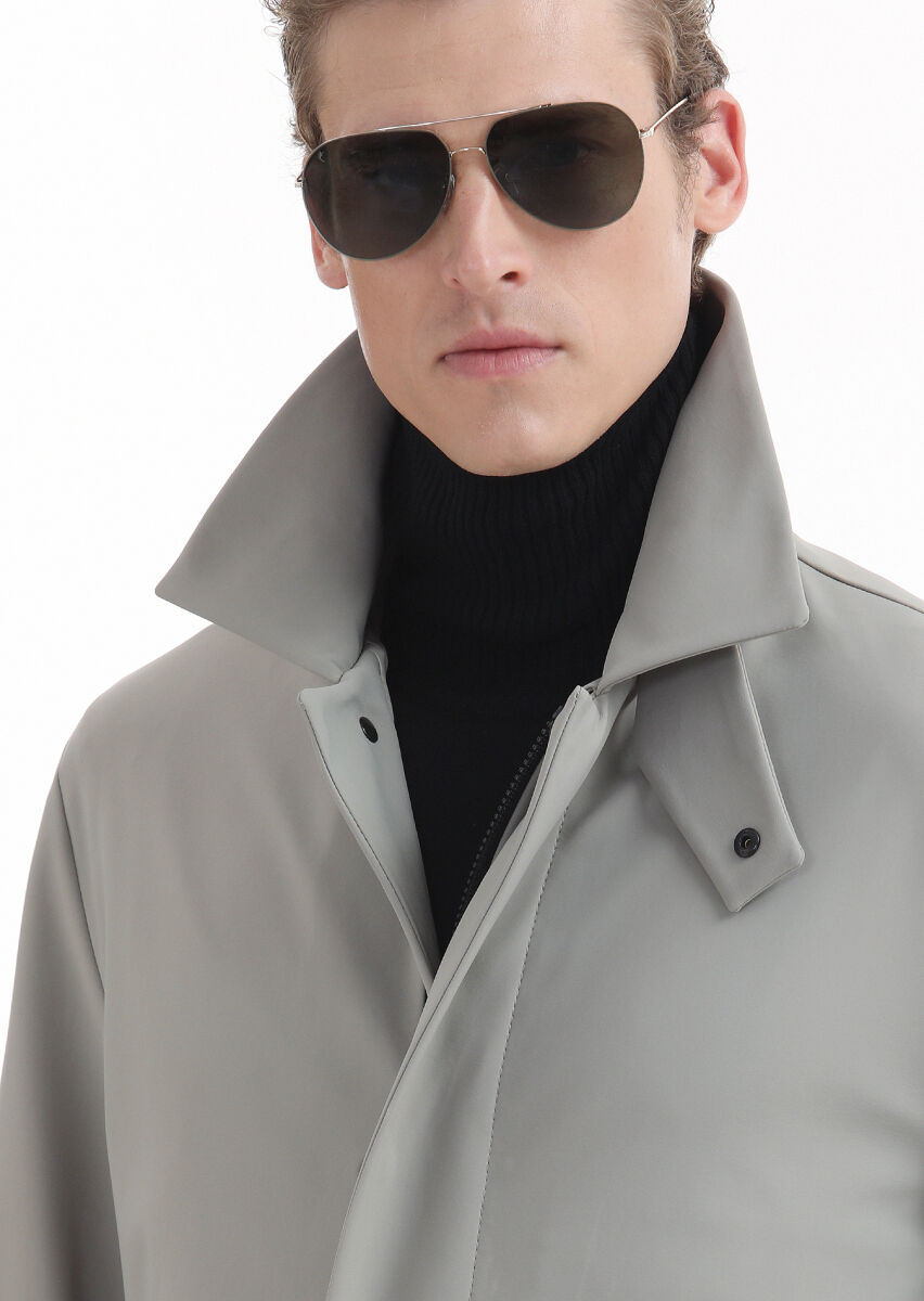 Kum Regular Fit Gömlek Yaka Casual Dokuma Pardösü - 6