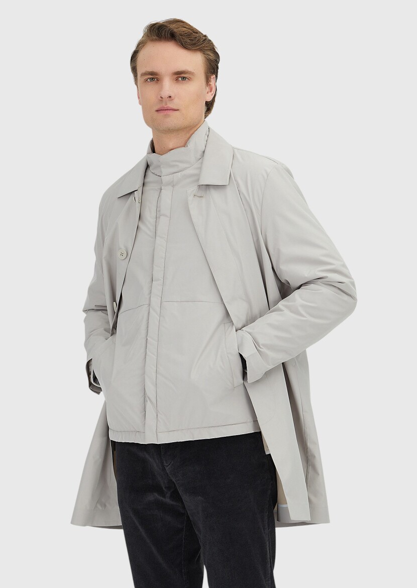 Kum Regular Fit Gömlek Yaka Casual Dokuma Pardösü - RAMSEY