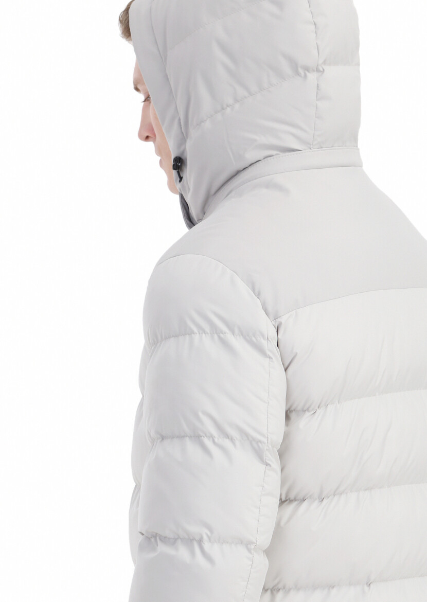 Kum Regular Fit Kapüşonlu Casual Dokuma Kaban - 7