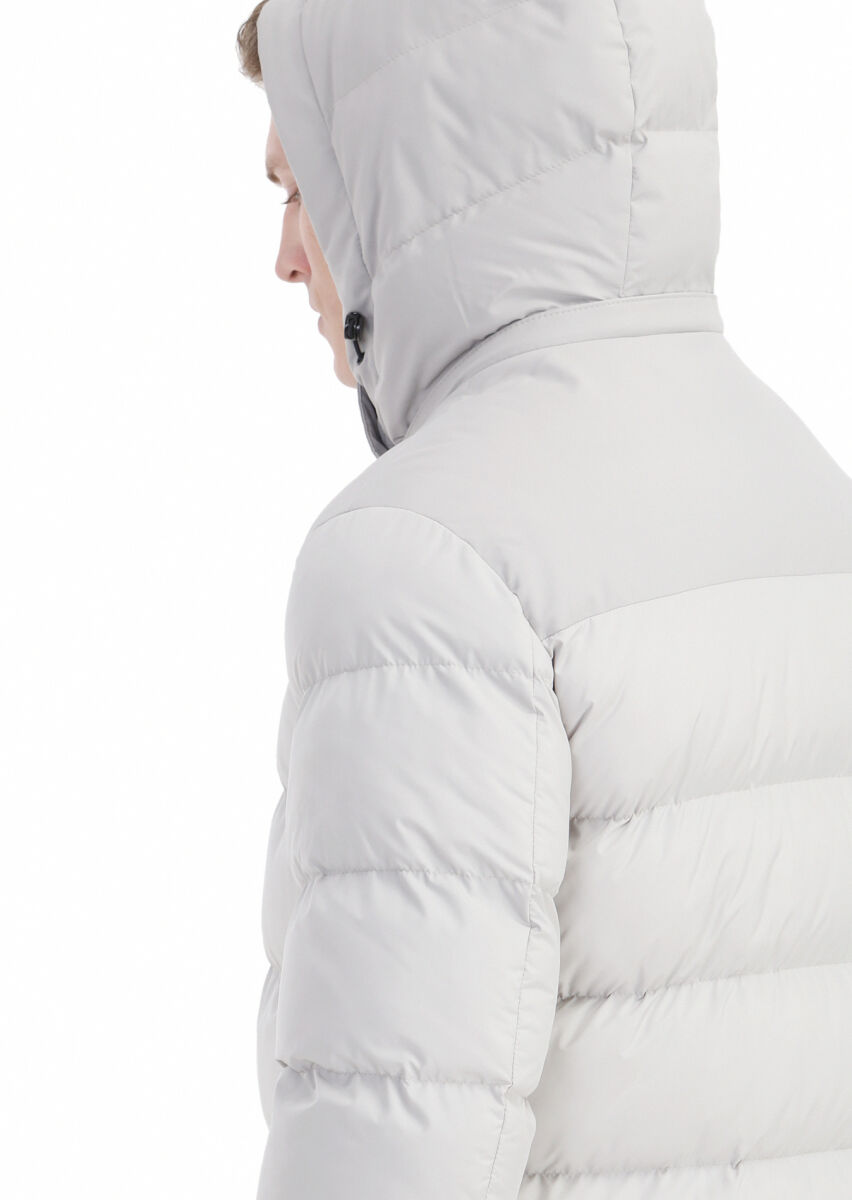 Kum Regular Fit Kapüşonlu Casual Dokuma Kaban - 7