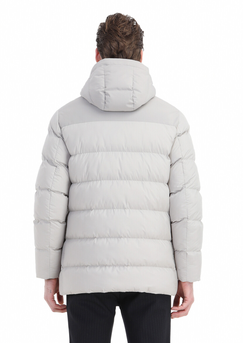 Kum Regular Fit Kapüşonlu Casual Dokuma Kaban - 8