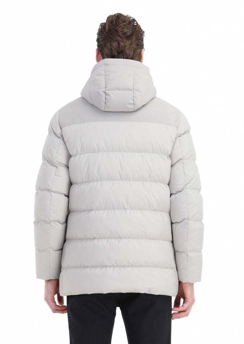 Kum Regular Fit Kapüşonlu Casual Dokuma Kaban - 8