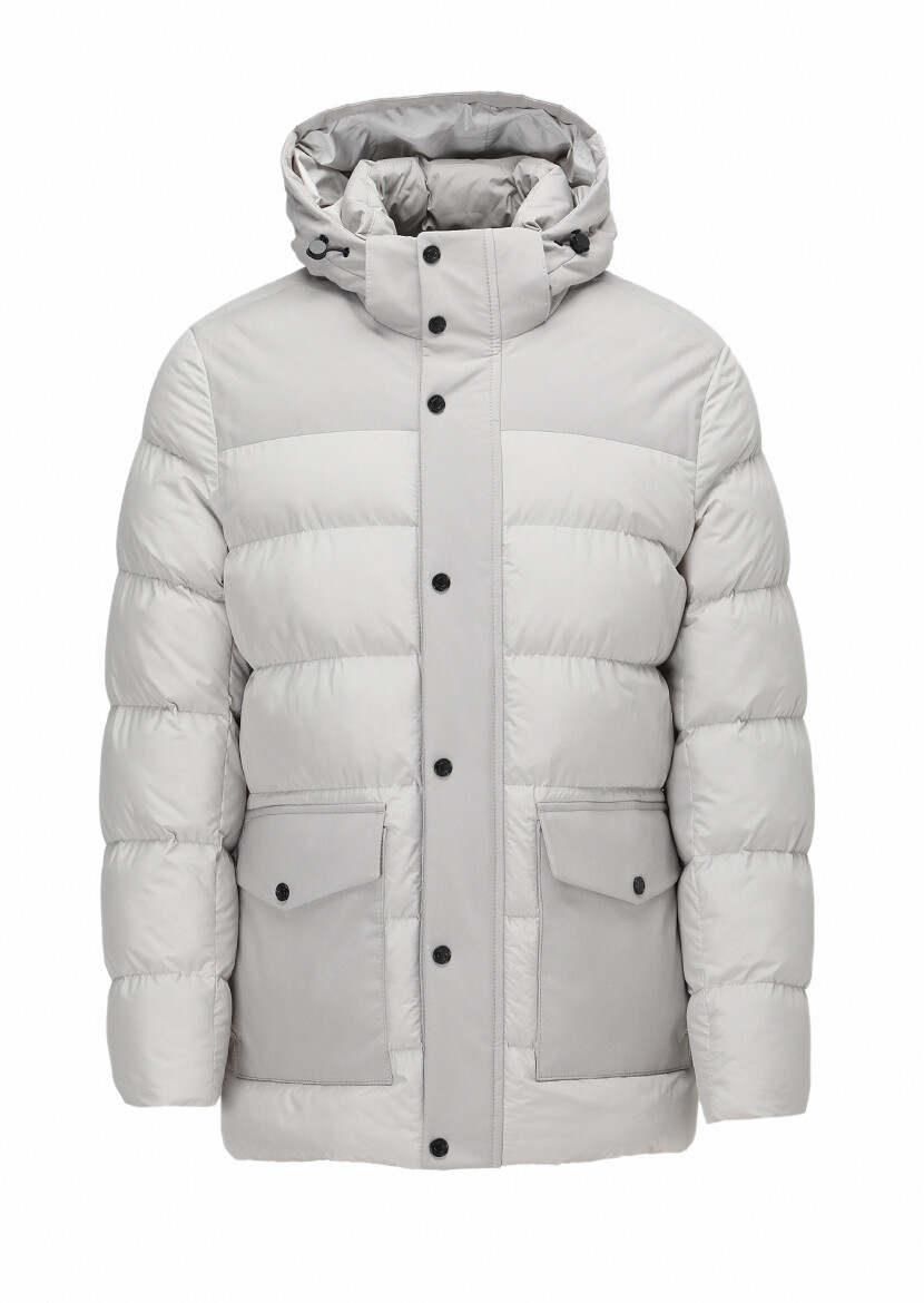 Kum Regular Fit Kapüşonlu Casual Dokuma Kaban - 9
