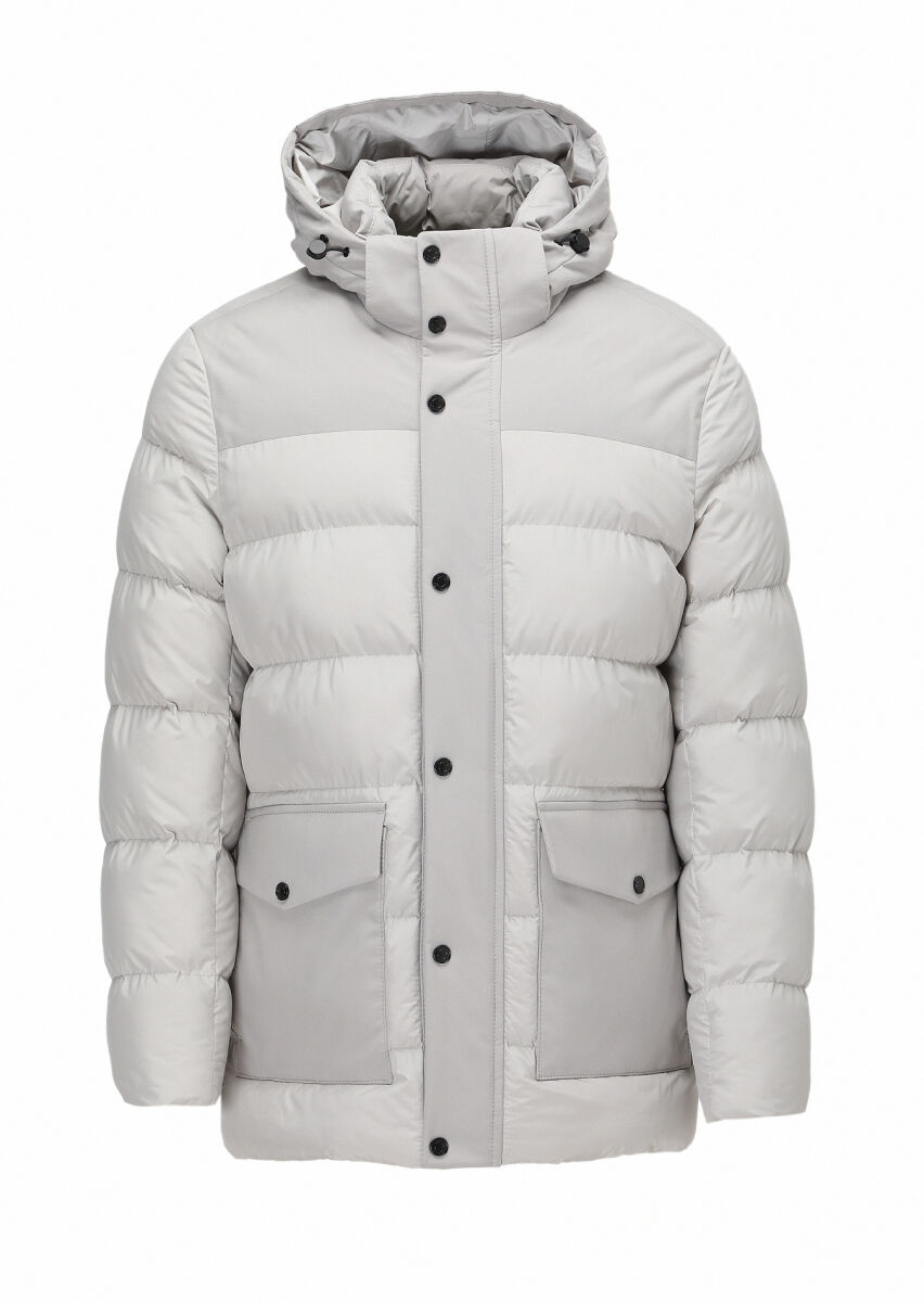 Kum Regular Fit Kapüşonlu Casual Dokuma Kaban - 9