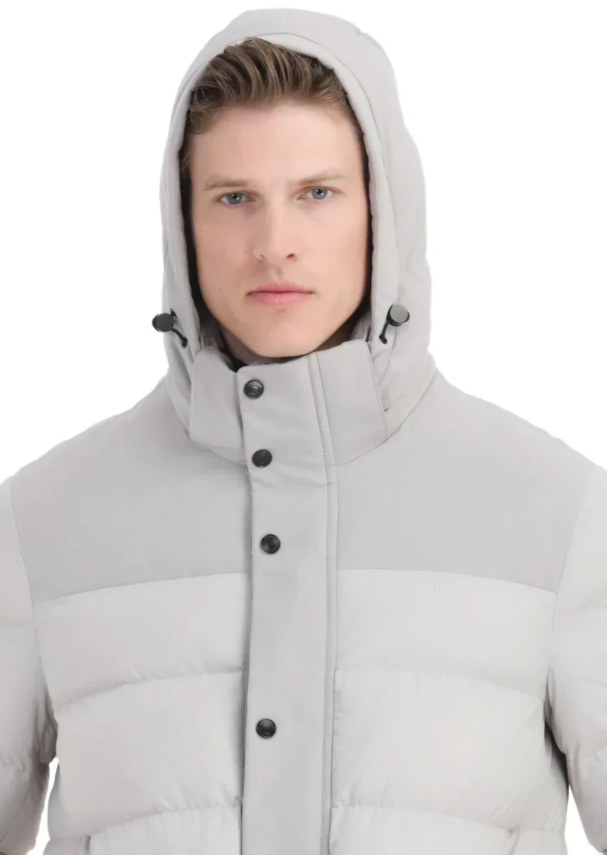 Kum Regular Fit Kapüşonlu Casual Dokuma Kaban - 6