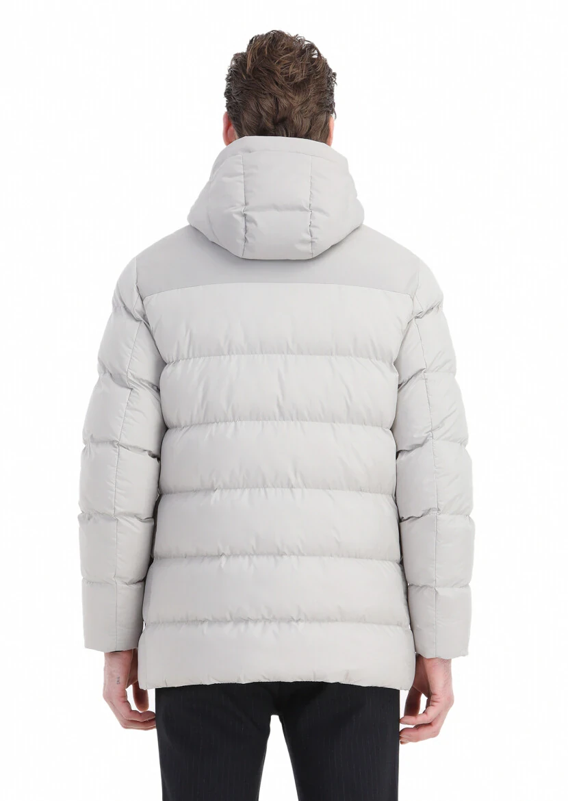 Kum Regular Fit Kapüşonlu Casual Dokuma Kaban - 8