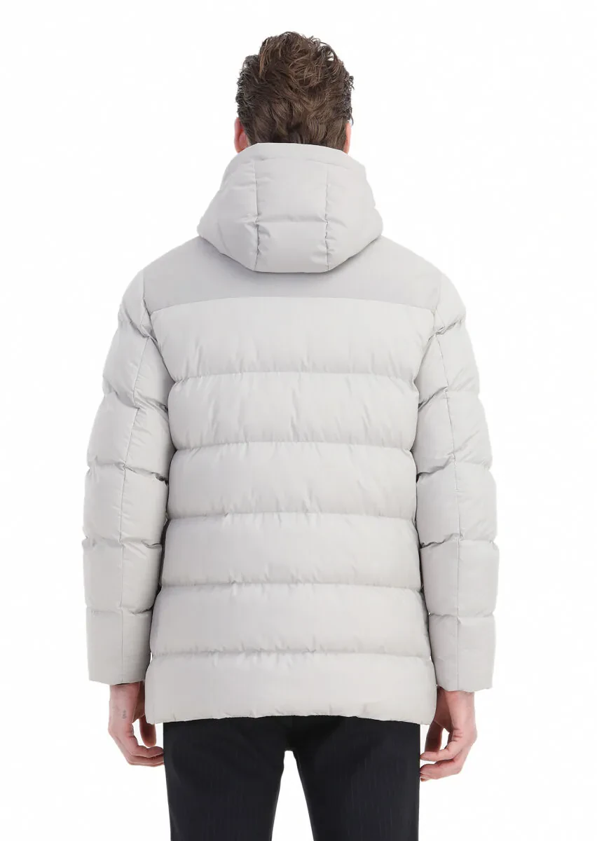 Kum Regular Fit Kapüşonlu Casual Dokuma Kaban - 8