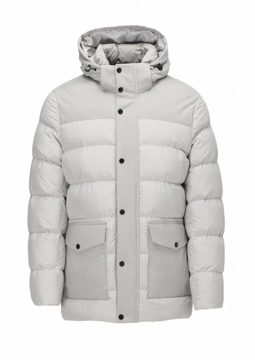 Kum Regular Fit Kapüşonlu Casual Dokuma Kaban - 9