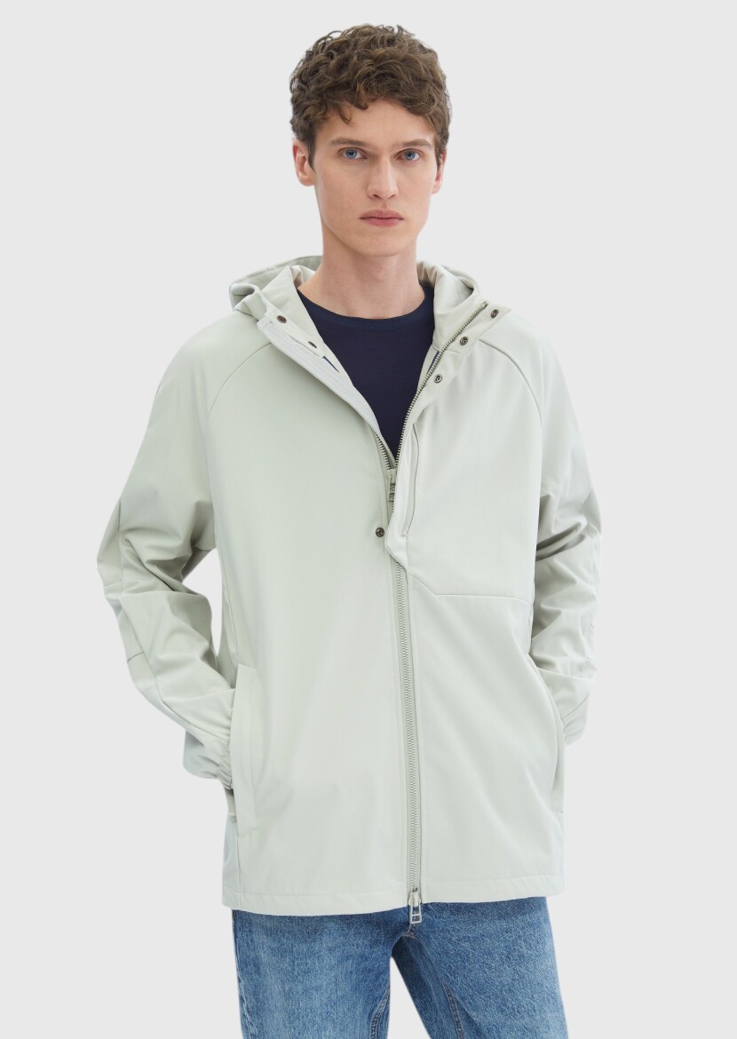 Kum Regular Fit Kapüşonlu Casual Dokuma Mont - 5