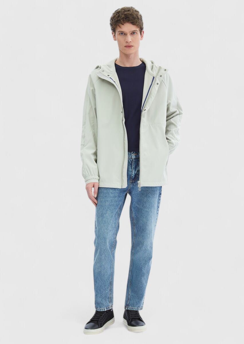 Kum Regular Fit Kapüşonlu Casual Dokuma Mont - 2