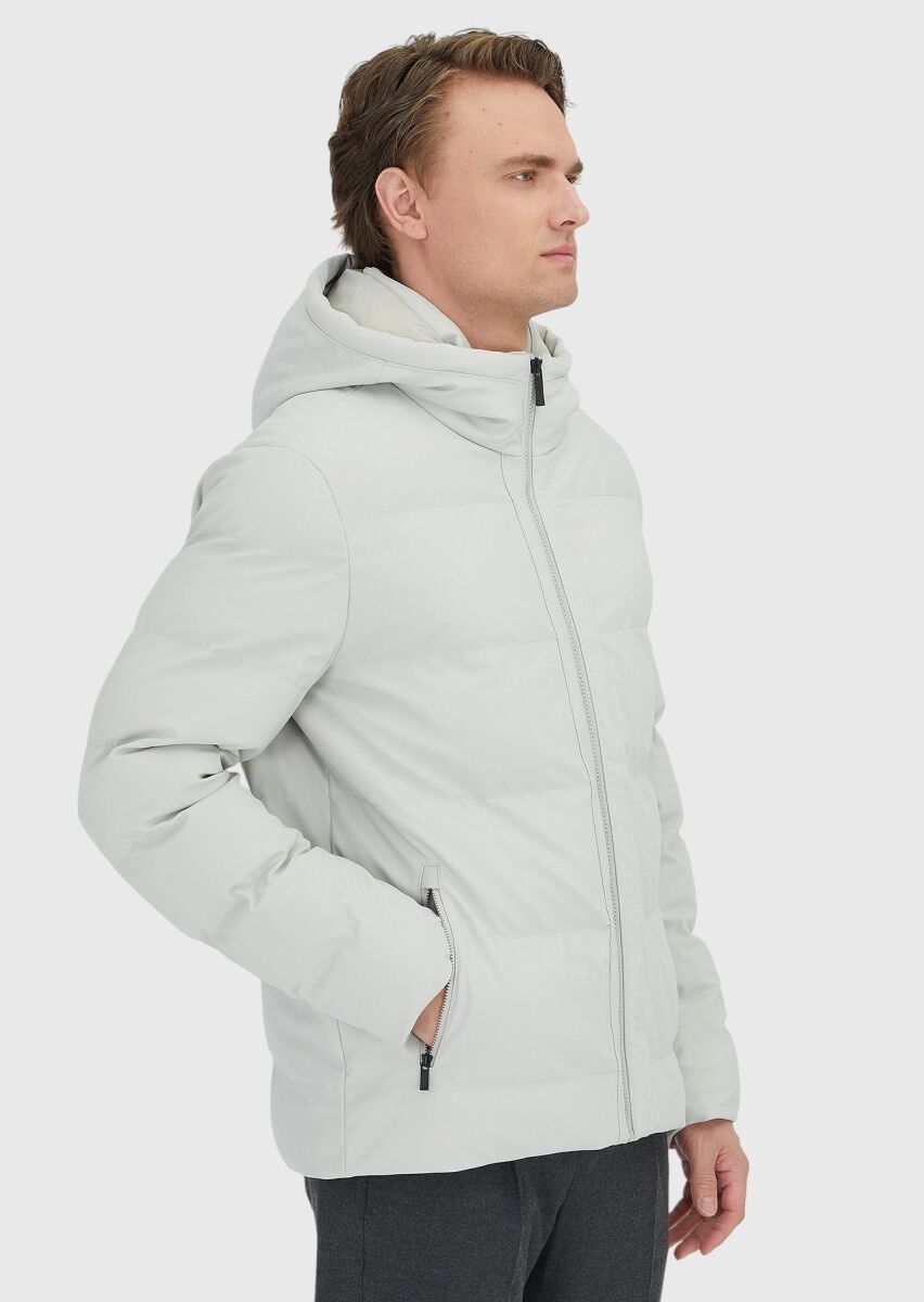 Kum Regular Fit Kapüşonlu Casual Dokuma Mont - 4