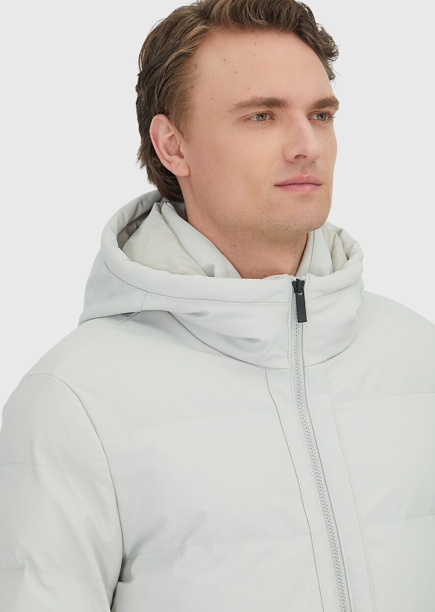 Kum Regular Fit Kapüşonlu Casual Dokuma Mont - 5