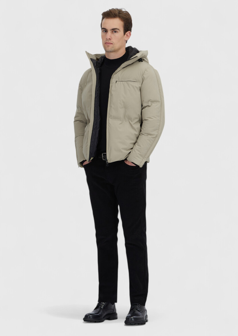 Kum Regular Fit Kapüşonlu Casual Dokuma Mont - RAMSEY