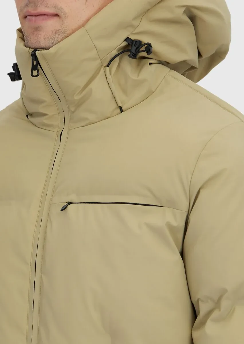 Kum Regular Fit Kapüşonlu Casual Dokuma Mont - 6