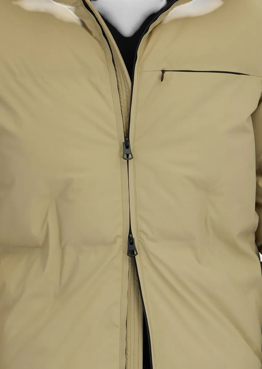 Kum Regular Fit Kapüşonlu Casual Dokuma Mont - 7