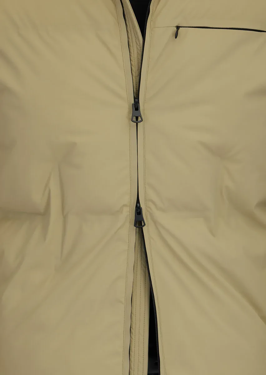 Kum Regular Fit Kapüşonlu Casual Dokuma Mont - 7