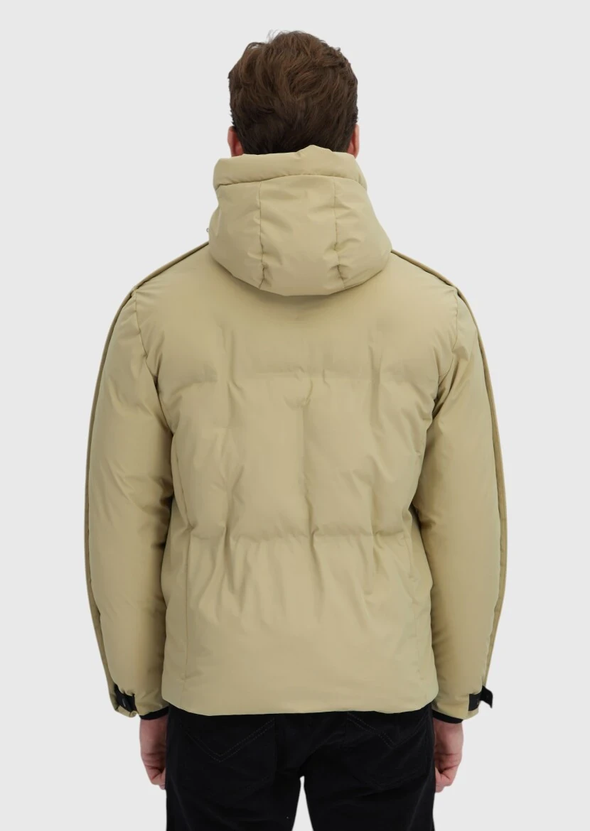 Kum Regular Fit Kapüşonlu Casual Dokuma Mont - 8