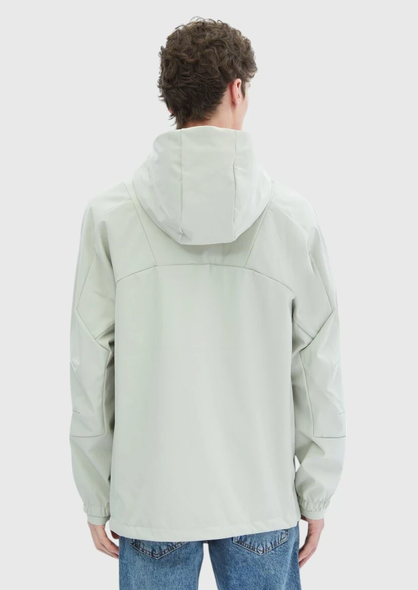 Kum Regular Fit Kapüşonlu Denim Dokuma Mont - 9
